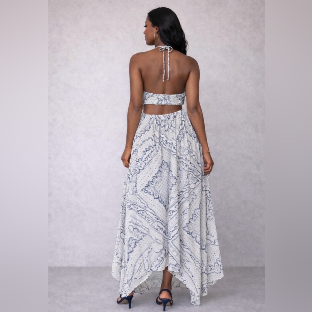 Anthropologie Blue & White Boho Two Piece Dress | Size M | Very Versatile - Picture 2 of 8